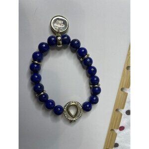 Brighton Blue Beaded Stretch Bracelet with Silver-Tone Accents & Crystal Circle
